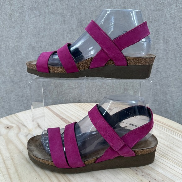 Naot Shoes - Naot Wedge Sandals Womens 8-8.5 Pink Suede Strappy Comfort Platform 1281-224853